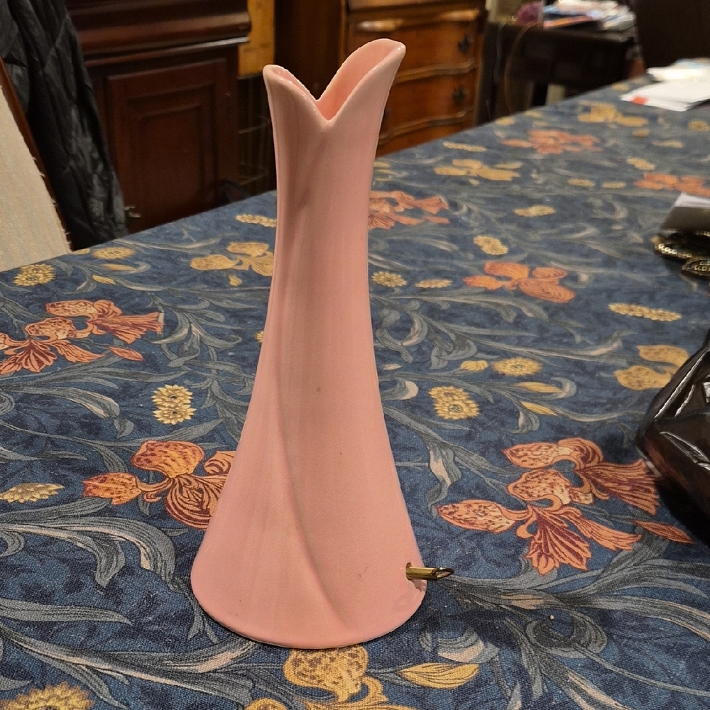 Unique Vintage Soft Pink Fluted Vase